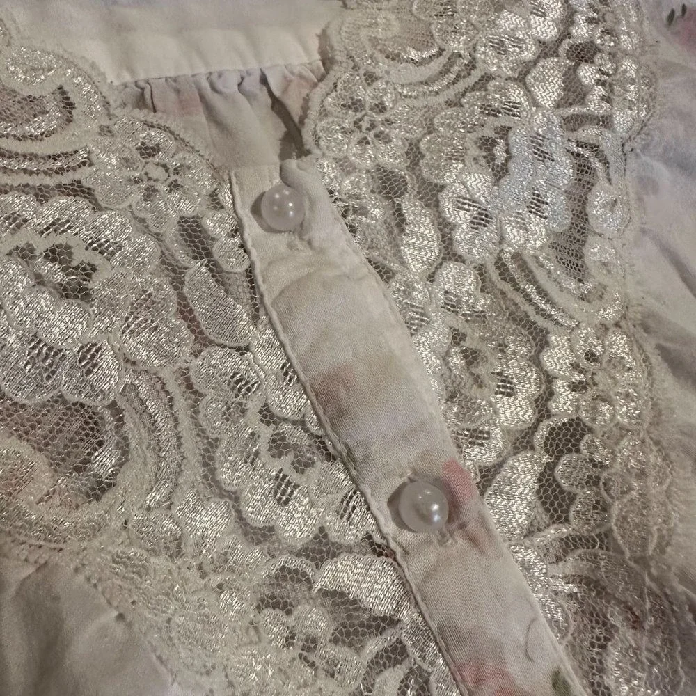Victoria's Secret Vintage 1980's Prairie Lace Floral Night Gown, Size‎ Small